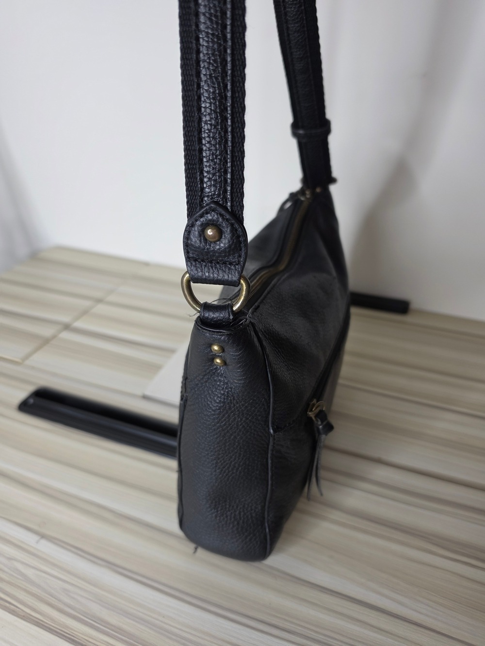 The Sak Black Leather Crossbody with Front Pocket - Picture 3 of 8